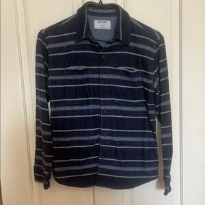 Old Navy Navy Blue Striped Shirt